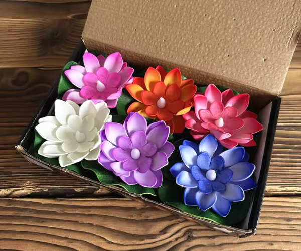 Fonte Zen 2 quedas com Flor Lotus + 6 Led Flor de Lotus de Brinde