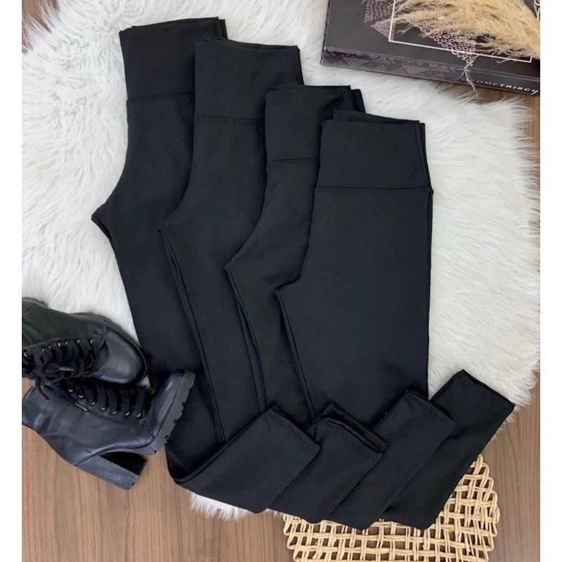 Calça Legging Feminina Flanelada Térmica de Cintura Alta